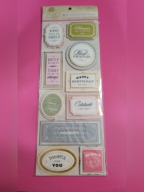 Anna Griffin Eleanor Collection 3-D Sentiment Stickers (0603)